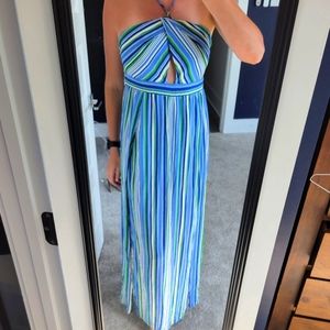 Halter, stripped, maxi